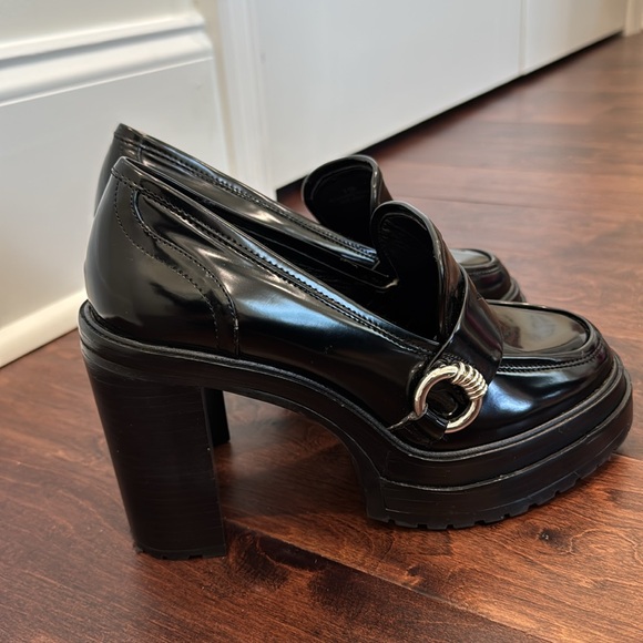 Gianni Bini Black Platform Heels Loafer On-Trend Shoes Patent Chunky Heel, 8.5 - Picture 6 of 11